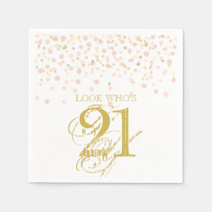 Servilleta De Papel Watercolor Confetti Look Who's 21 Elegant Birthday