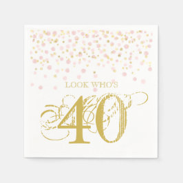 Servilleta De Papel Watercolor Confetti Look Who's 40 Elegant Birthday