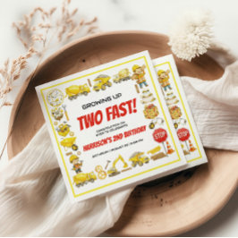 Servilleta De Papel Watercolor Construction 2nd Birthday Party