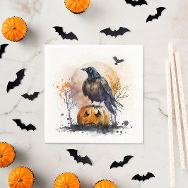 Servilleta De Papel Watercolor Crow Halloween