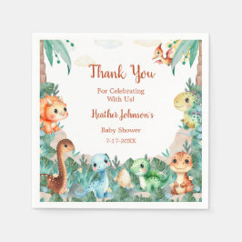 Servilleta De Papel Watercolor Cute Dinosaur Boy Baby Shower
