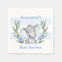 Servilleta De Papel Watercolor Cute Elephant Boy Baby Shower