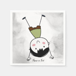Servilleta De Papel Watercolor Cute Upside Down Stick Boy Hermoso