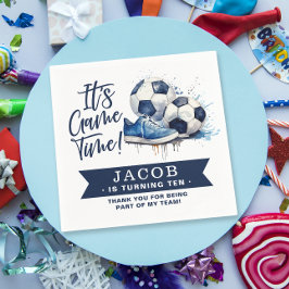 Servilleta De Papel Watercolor de los niños de la Marina Blue Soccer