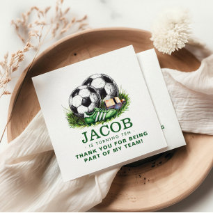 Servilleta De Papel Watercolor de los niños de la Marina Green Soccer