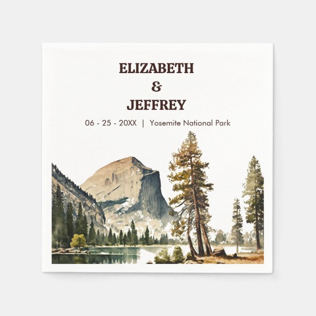Servilleta De Papel Watercolor del Parque Nacional Yosemite (Anverso)