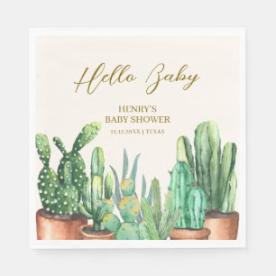 Servilleta De Papel Watercolor Desert Cactus Garden Baby Shower