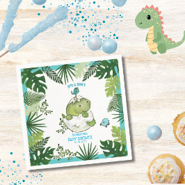 Servilleta De Papel Watercolor Dino Egg Hatch Boy Baby Shower
