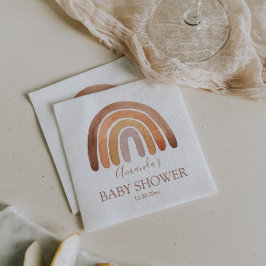 Servilleta De Papel Watercolor Earthy Tone Boho Rainbow Baby Shower