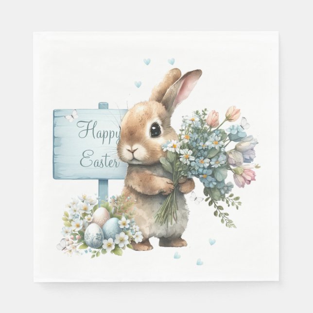 Servilleta De Papel Watercolor Easter Bunny Personalizado (Anverso)