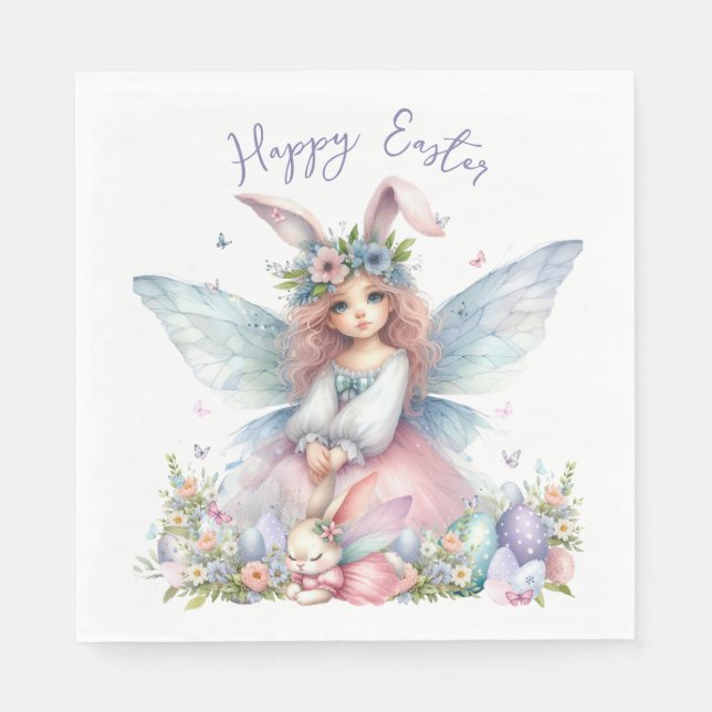 Servilleta De Papel Watercolor Easter Spring Fairy (Anverso)