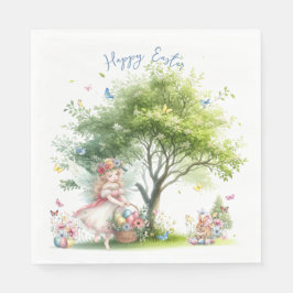 Servilleta De Papel Watercolor Easter Spring Fairy