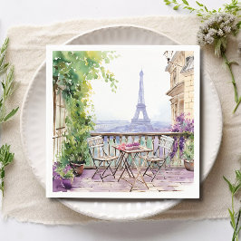 Servilleta De Papel Watercolor Eifel Tower Paris Café Francés