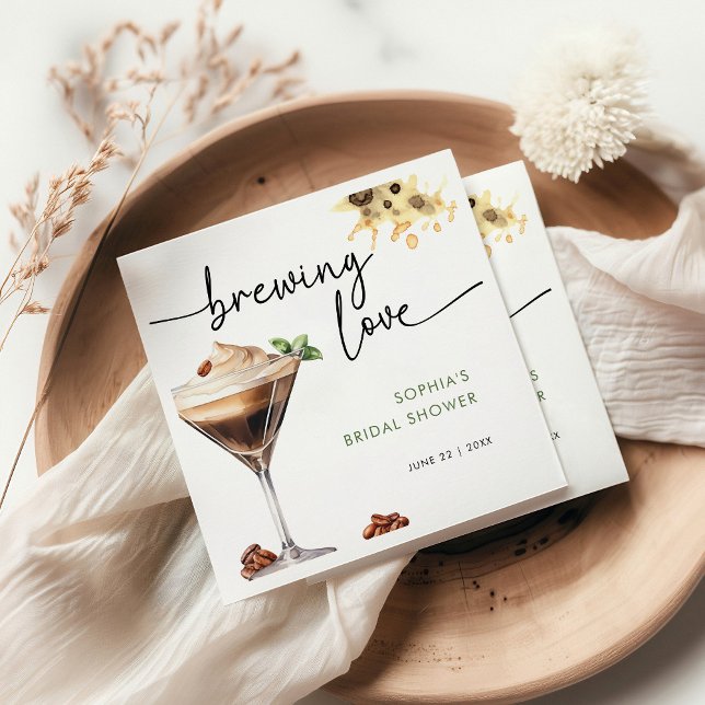 Servilleta De Papel Watercolor Espresso Martini Bridal Shower (Subido por el creador)