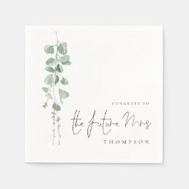 Servilleta De Papel Watercolor Eucalyptus Felicitaciones Futuro Sra. N
