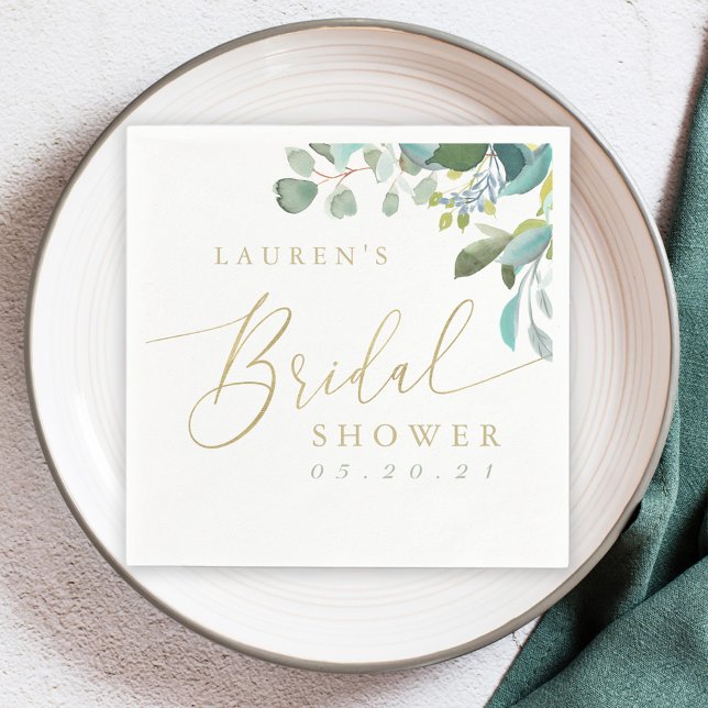 Servilleta De Papel Watercolor Eucalyptus Greenery Ducha Bridal (Subido por el creador)