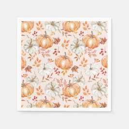 Servilleta De Papel Watercolor Fall Pmpkins Rustic Farmhouse