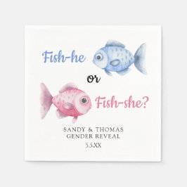 Servilleta De Papel Watercolor Fishing Gender Reveal
