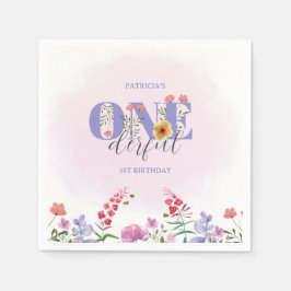 Servilleta De Papel Watercolor Flor silvestre Maravilloso cumpleaños d