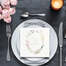 Servilleta De Papel Watercolor Flor silvestre Wreath Baby Shower Napki