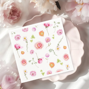 Servilleta De Papel Watercolor Floral Bebé ducha