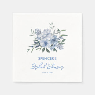 Servilleta De Papel Watercolor Floral Dusty Blue Bridal Shower