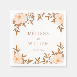 Servilleta De Papel Watercolor Floral Fall Boda de Marfil