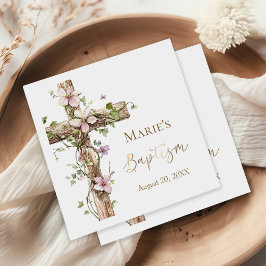 Servilleta De Papel Watercolor Floral Holy Cross Baptism
