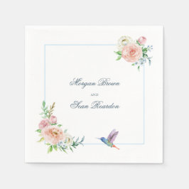 Servilleta De Papel Watercolor Floral Hummingbird Seersucker Wedding
