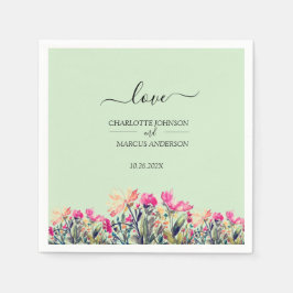 Servilleta De Papel Watercolor Floral Mint Green Wedding Napkin