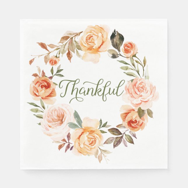 Servilleta De Papel Watercolor Floral Wreath Luncheon Napkin (Anverso)