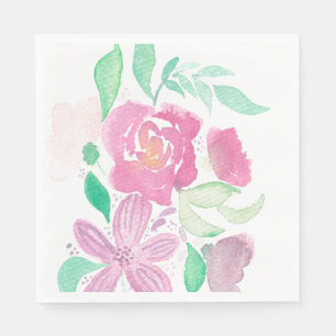 Servilleta De Papel Watercolor Florals Mano Pintadas Napkins Patterned