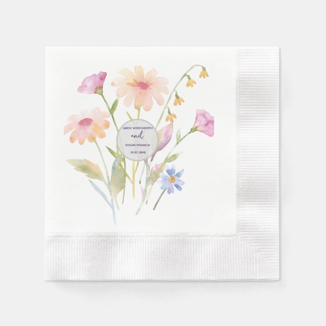 Servilleta De Papel watercolor flower editable (Anverso)