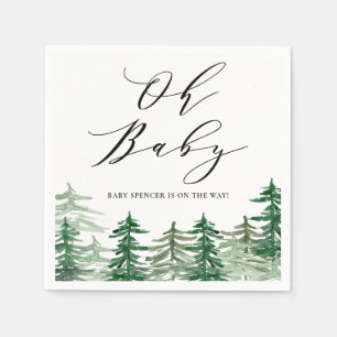 Servilleta De Papel Watercolor Forest Woodland Baby Shower