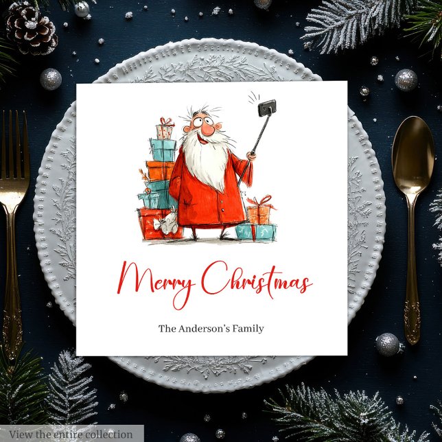 Servilleta De Papel Watercolor Funny Santa Custom Christmas Napkins (Watercolor Funny Santa Custom Christmas Napkins)