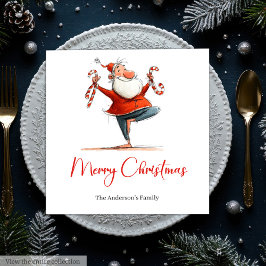 Servilleta De Papel Watercolor Funny Santa Personalized Christmas 