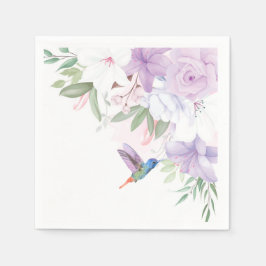 Servilleta De Papel Watercolor Garden Flores Hummingbird Bird Gracias