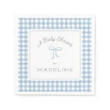 Watercolor Gingham Light Blue Baby Shower