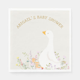 Servilleta De Papel Watercolor Goose Wildflower Baby Shower