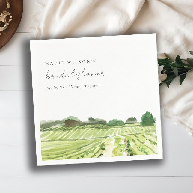 Servilleta De Papel Watercolor Green Winery Vineyard Bridal Shower (Subido por el creador)