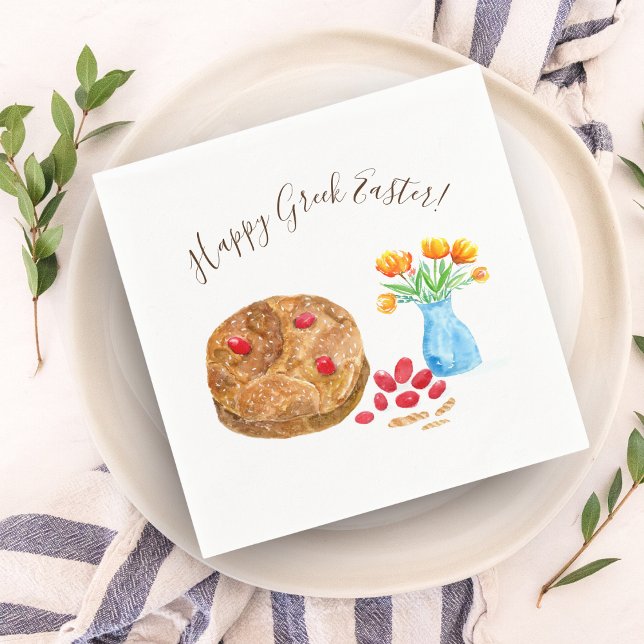 Servilleta De Papel Watercolor Happy Greek Easter (Subido por el creador)