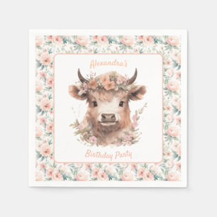 Servilleta De Papel Watercolor Highland Cow Shower/Nacimiento Placa