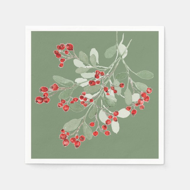 Servilleta De Papel Watercolor Holly (Anverso)