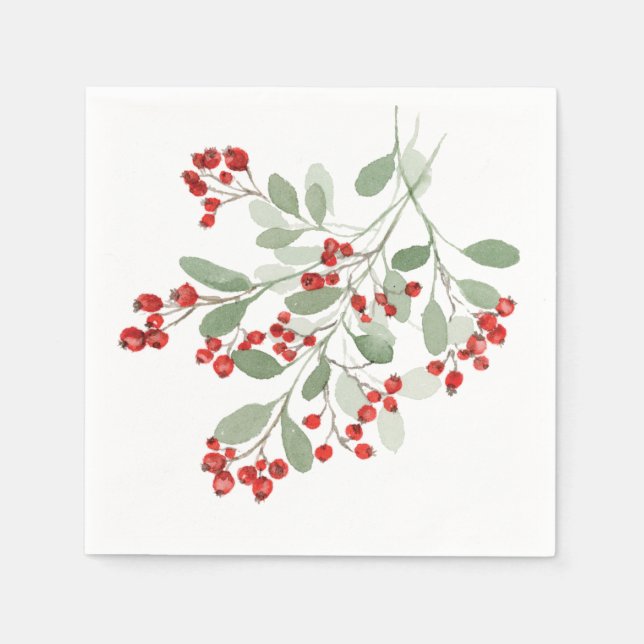 Servilleta De Papel Watercolor Holly (Anverso)
