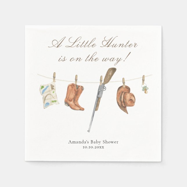 Servilleta De Papel Watercolor Hunter Baby Shower (Anverso)