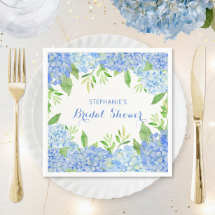 Servilleta De Papel Watercolor Hydrangea Blue Floral Bridal Shower