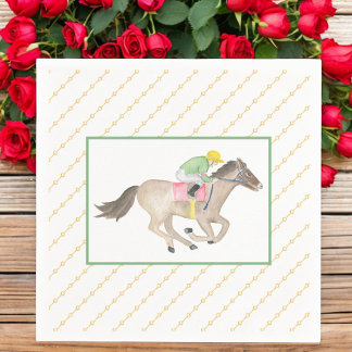 Servilleta De Papel Watercolor Jockey Derby Fiesta Horario Race Gold