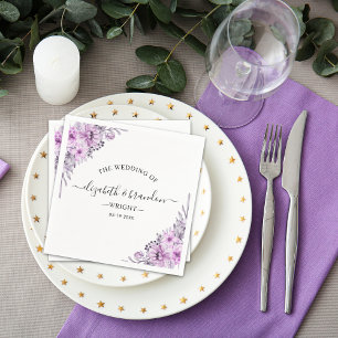 Servilleta De Papel Watercolor Lavender and Violet Floral Wedding Part