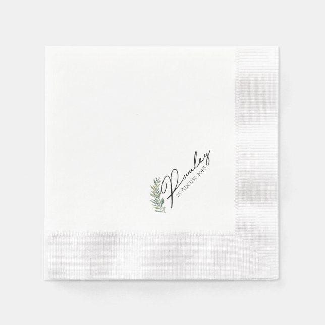 Servilleta De Papel Watercolor Leaf Boda Cocktail Napkins (Anverso)
