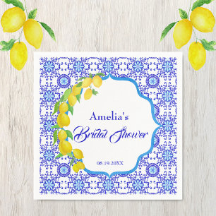 Servilleta De Papel Watercolor Lemons Amalfi Bridal Shower